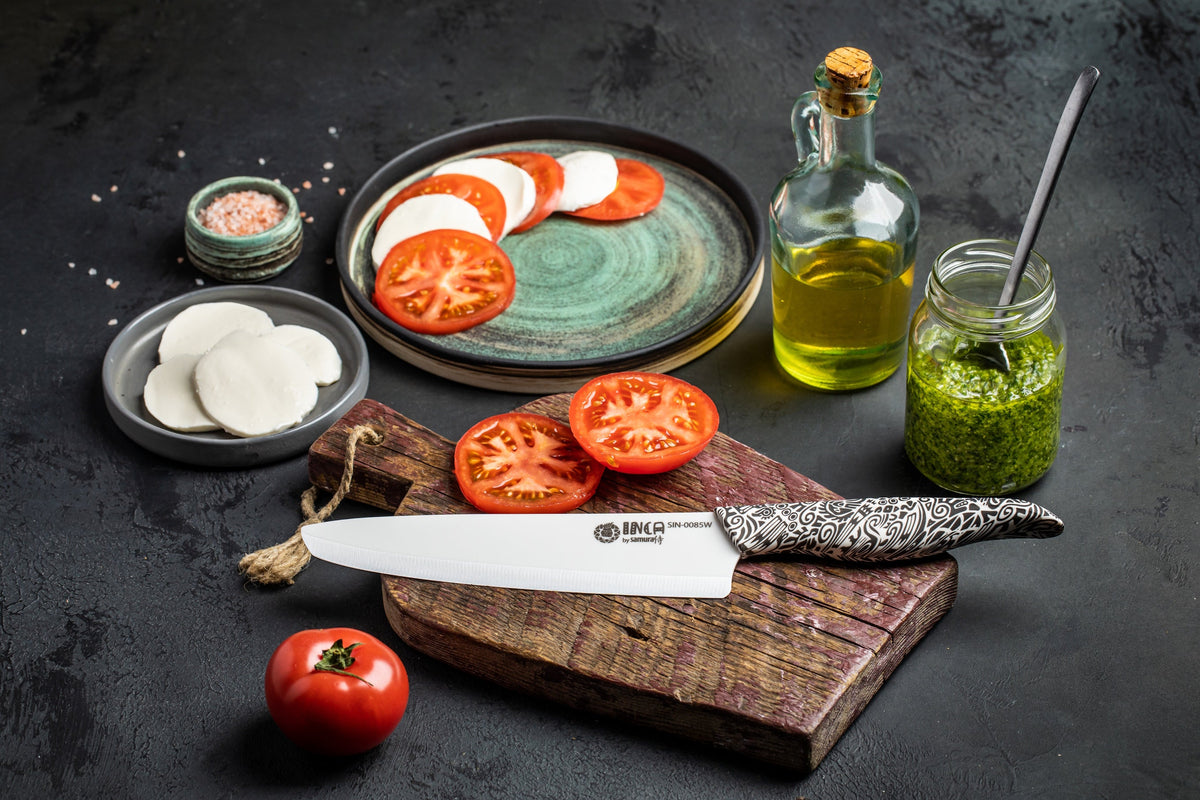 Cuțit Samura Inca Chef, lama zirconia ceramic alb 7.4"/187 mm HRC-87