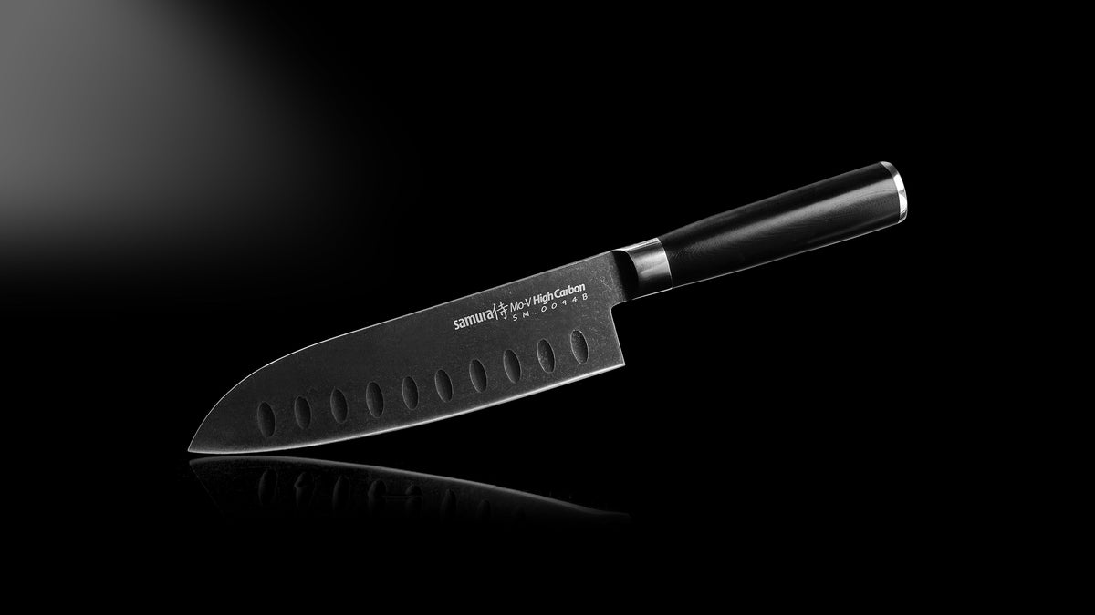 Cuțit Samura Mo-V Stonewash Santoku 7"/180mm, AUS-8 HRC-58