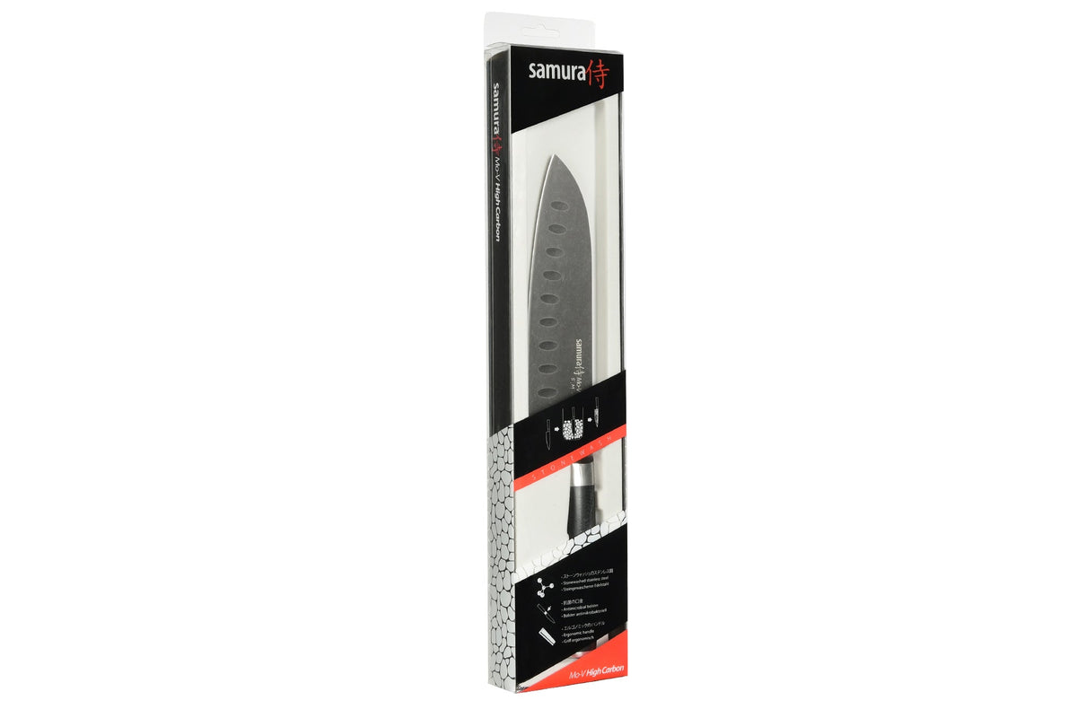 Cuțit Samura Mo-V Stonewash Santoku 7"/180mm, AUS-8 HRC-58
