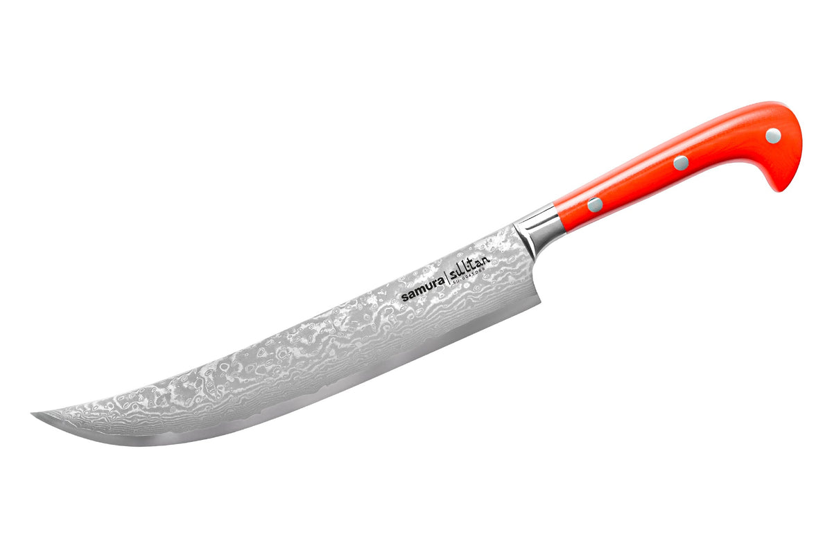 Cuțit Samura pichak Sultan long roșu 210mm, oțel Damasc VG-10 67 de straturi, HRC-61