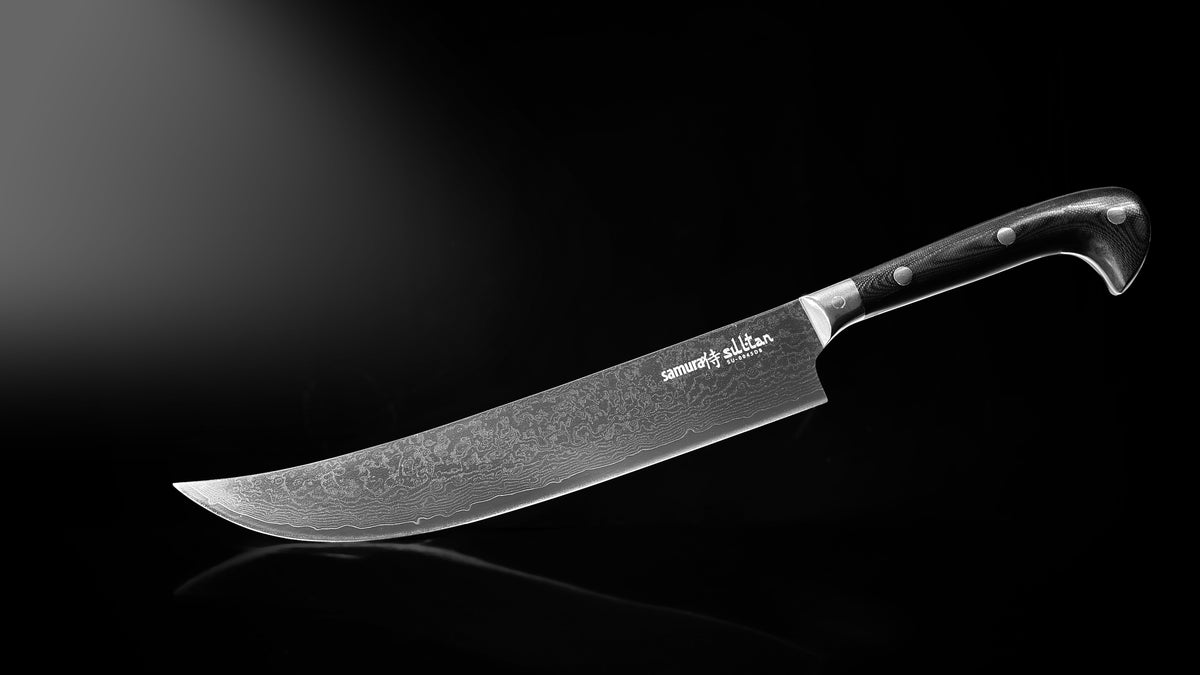 Cuțit Samura pichak Sultan long negru 210mm, oțel Damasc VG-10 67 de straturi, HRC-61