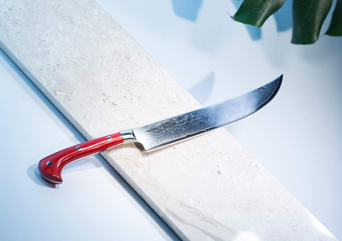 Cuțit Samura Sultan pichak Chef rosu 7"/164mm, oțel Damasc VG-10 67 de straturi,