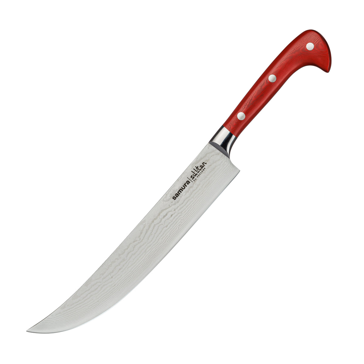 Cuțit Samura pichak Sultan long roșu 210mm, oțel Damasc VG-10 67 de straturi, HRC-61