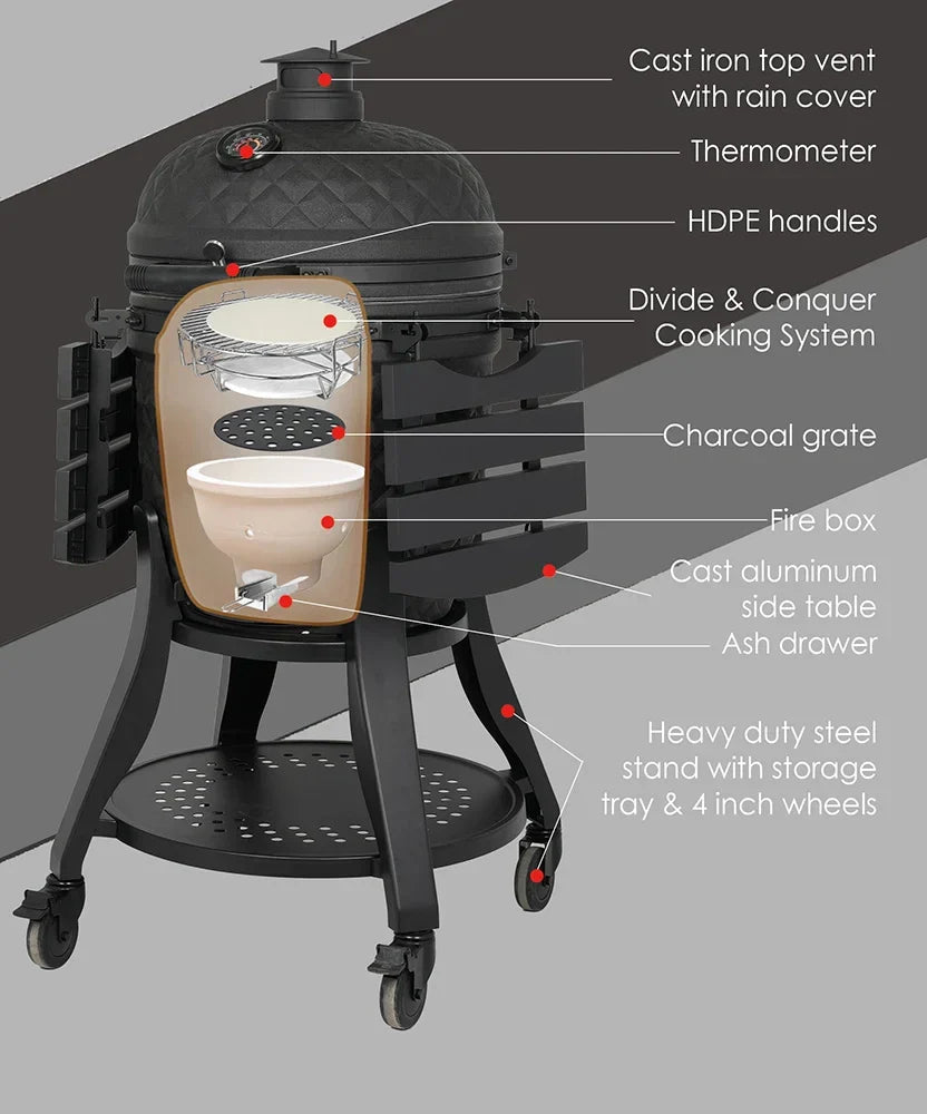 Gratar ceramic pe carbuni Kamado Premium Ultra 22