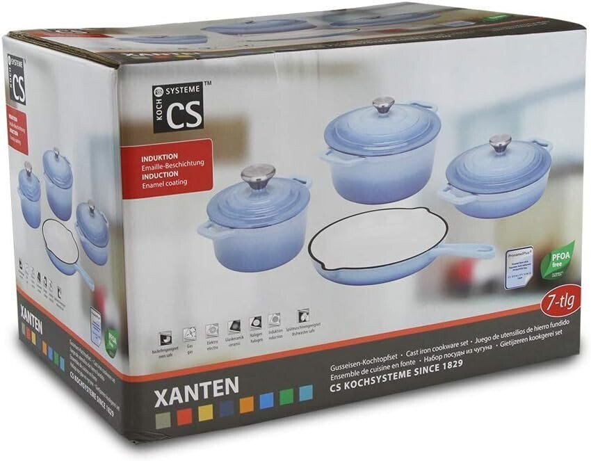 Set vase fonta emailata, 7 piese, albastru - imagine produs